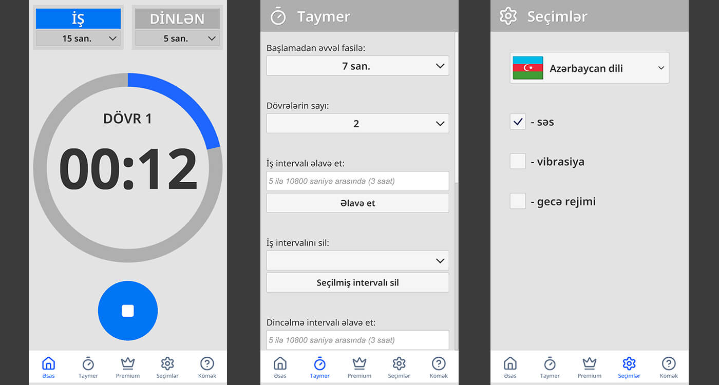 Məşqlər, iş və Pomodoro üçün sadə intervallı taymer | Easy Cyclic Timer