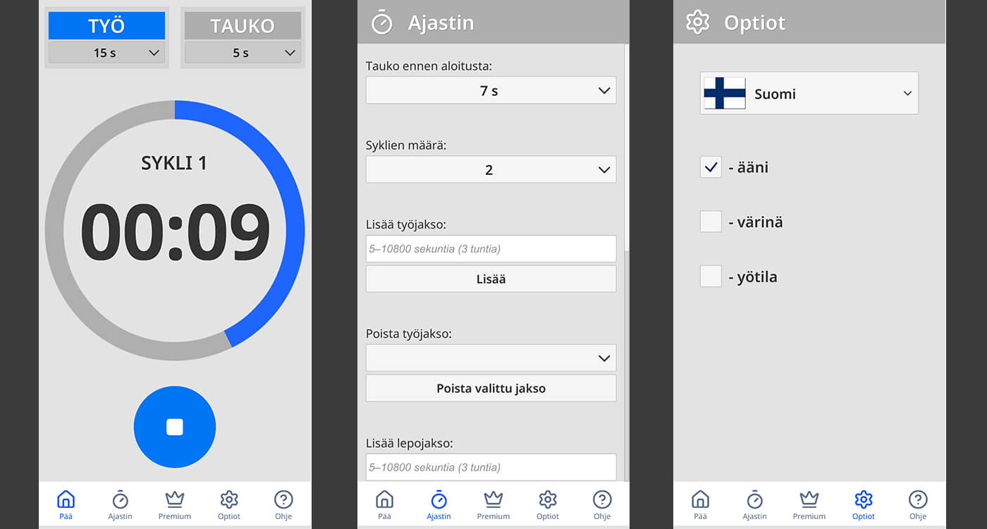 Yksinkertainen intervalliajastin harjoitteluun, työhön ja Pomodoro-menetelmään | Easy Cyclic Timer