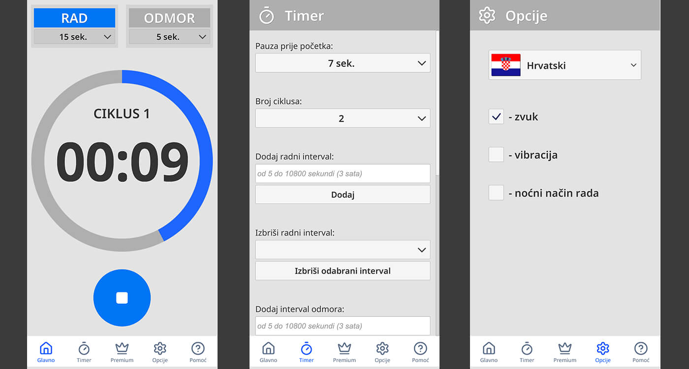 Jednostavan intervalni mjerač vremena za trening, rad i Pomodoro | Easy Cyclic Timer