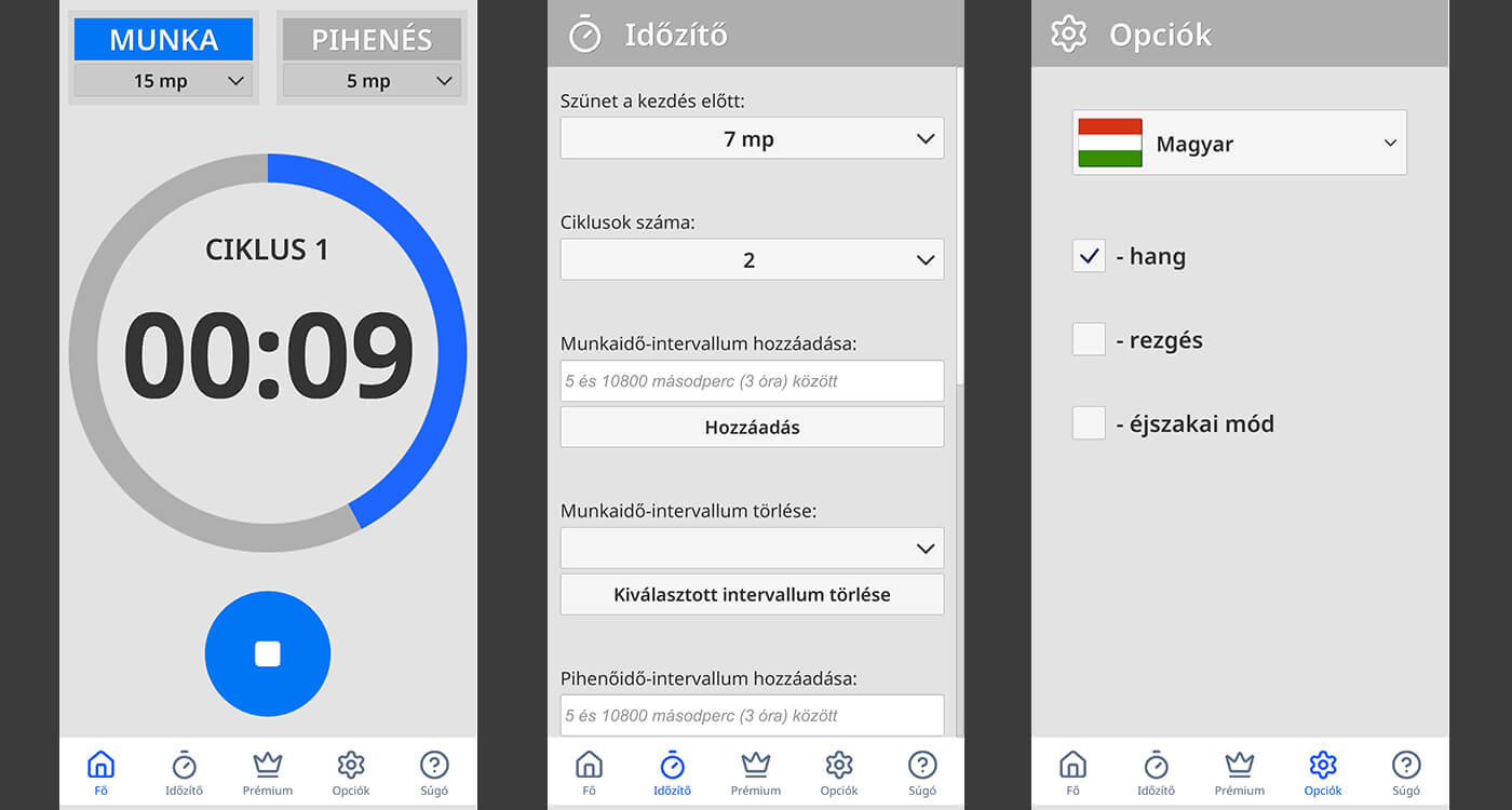 Egyszerű intervallumidőzítő edzéshez, munkához és Pomodoro-hoz | Easy Cyclic Timer