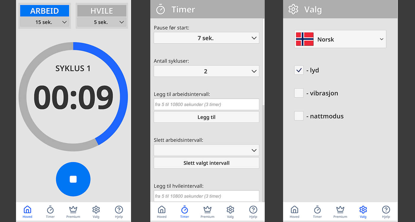 Enkel intervalltimer for trening, arbeid og Pomodoro | Easy Cyclic Timer