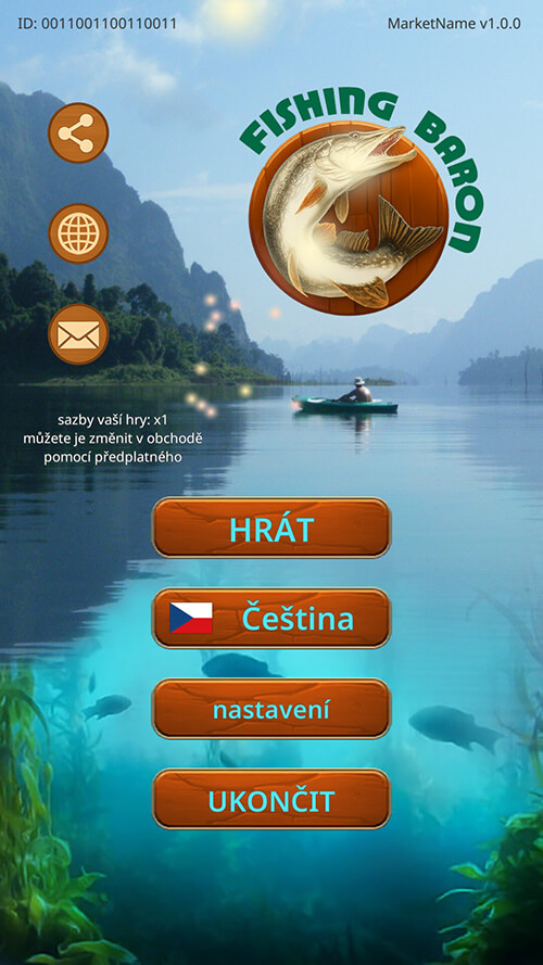 První obrazovka Fishing Baron