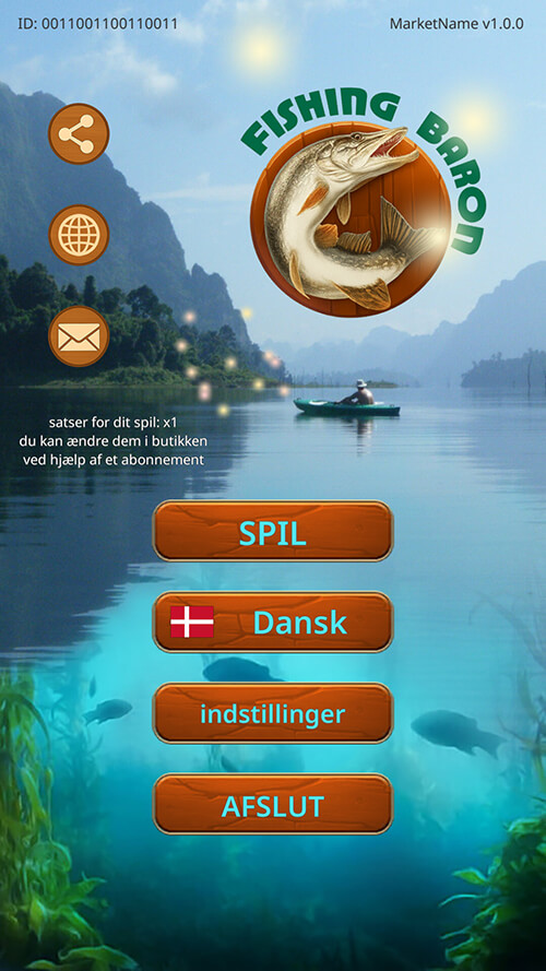 Første skærm i Fishing Baron
