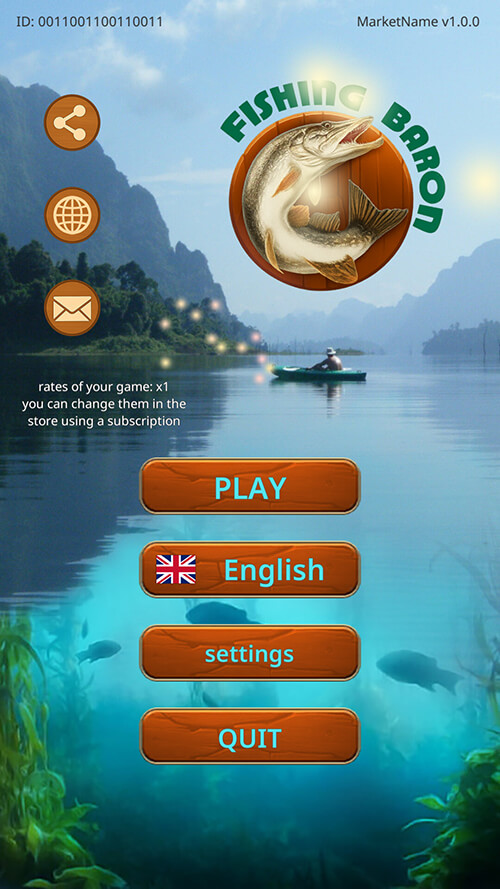 First screen of Fishing Baron