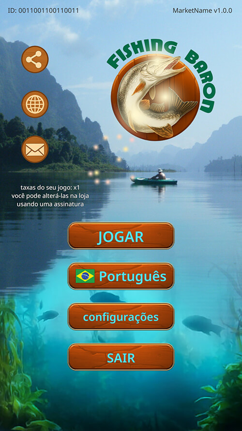 Primeira tela do Fishing Baron