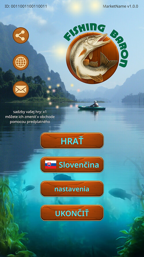 Prvá obrazovka Fishing Baron