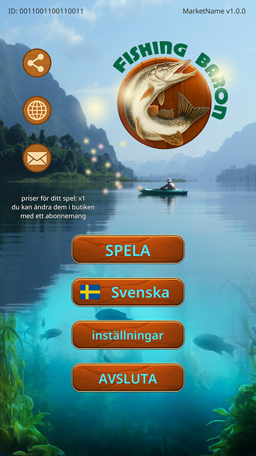 Första skärmen i Fishing Baron