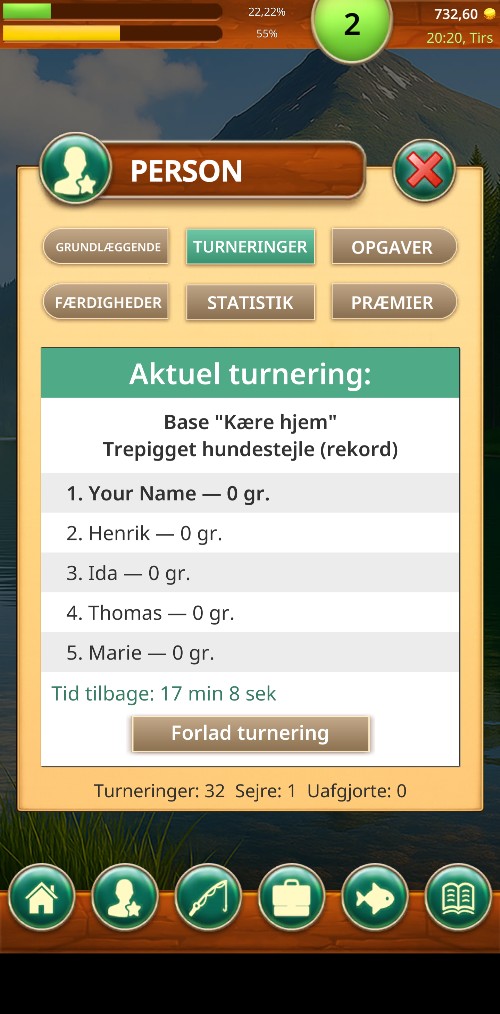 Turneringer i Fishing Baron