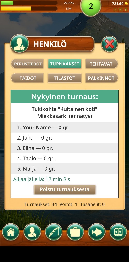 Turnaukset Fishing Baron -pelissä