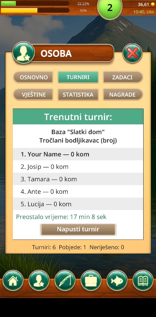 Turniri u igri Fishing Baron