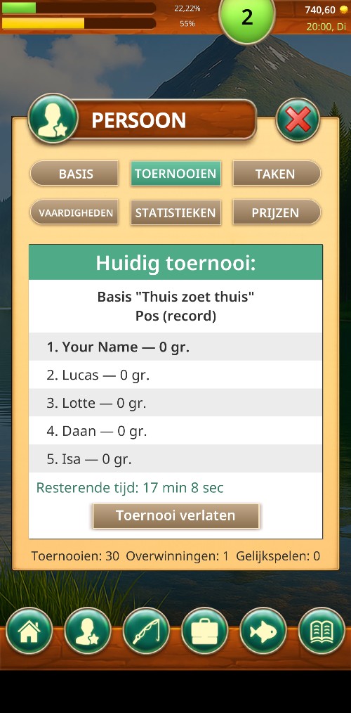 Toernooien in Fishing Baron