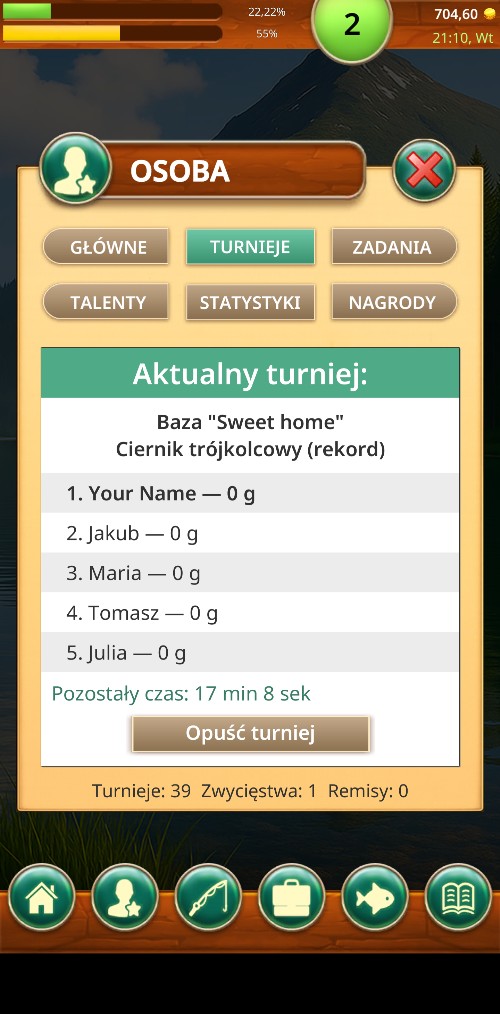 Turnieje w grze Fishing Baron