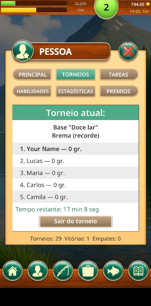 Torneios em Fishing Baron