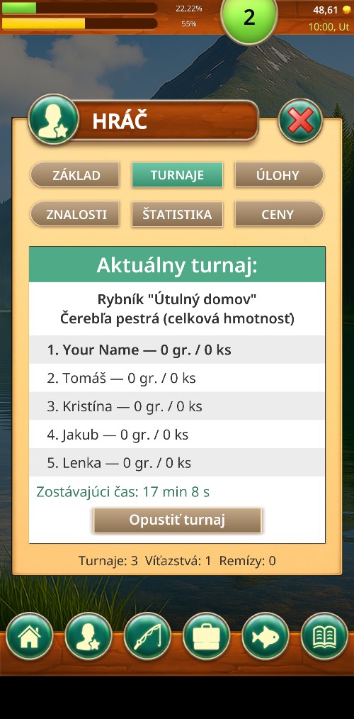 Turnaje v hre Fishing Baron