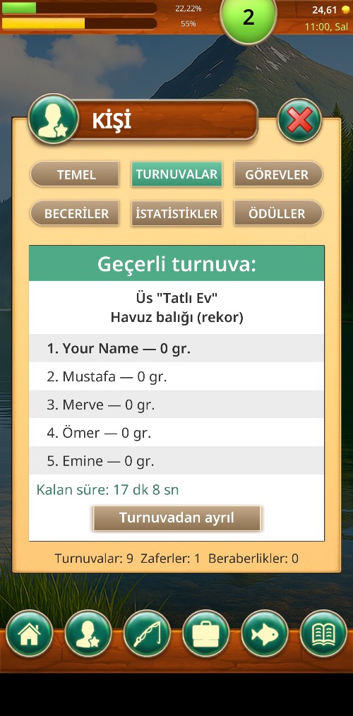 Fishing Baron turnuvaları