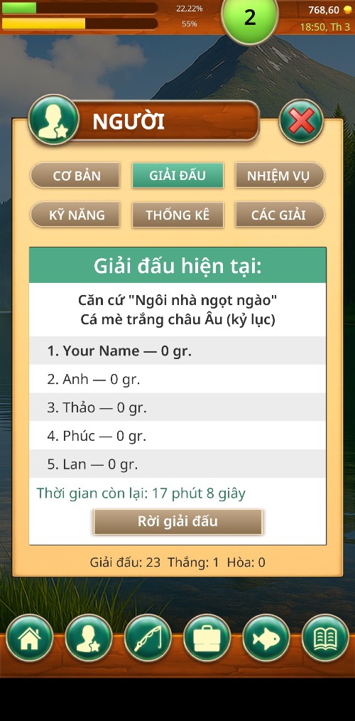 Giải đấu trong Fishing Baron